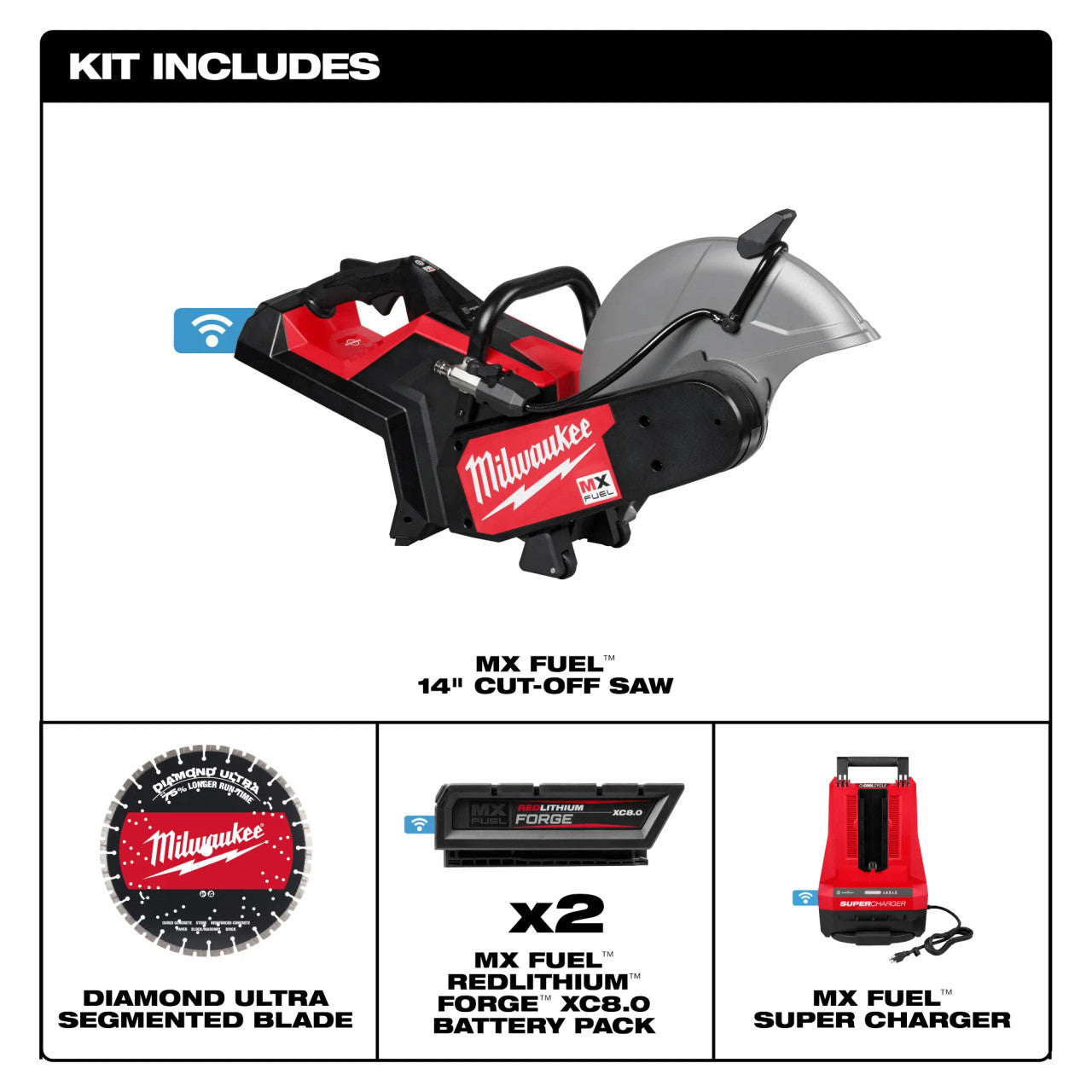 Milwaukee MIL-MXF315-2XC MX FUEL 14in Cut-Off Saw with RAPIDSTOP Brake 2x 8.0Ah Kit