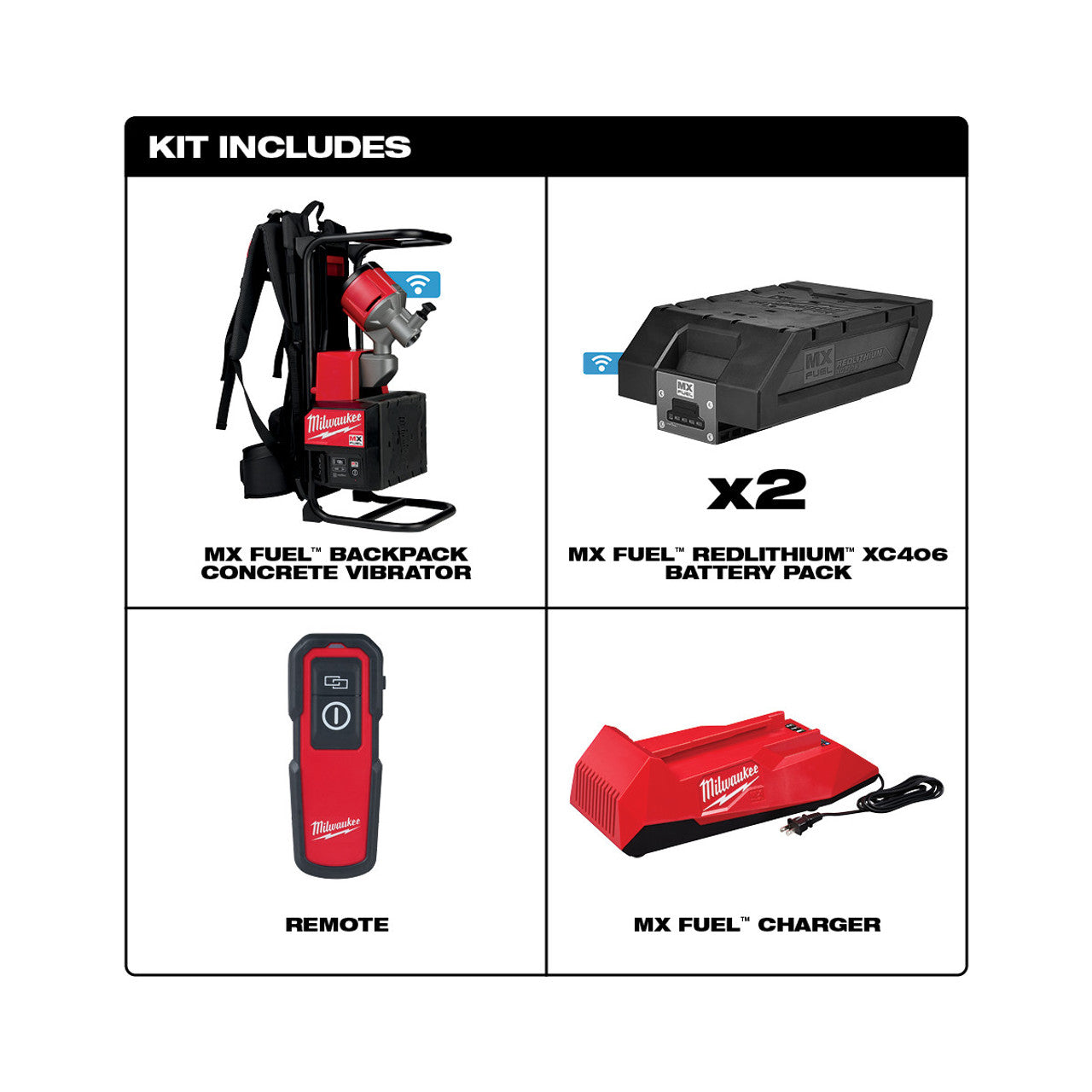 Milwaukee MIL-MXF371-2XC MX FUEL Backpack Concrete Vibrator 2x XC406 Kit