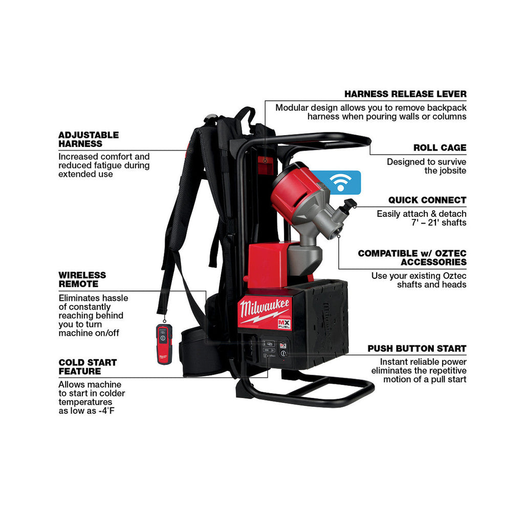 Milwaukee MIL-MXF371-2XC MX FUEL Backpack Concrete Vibrator 2x XC406 Kit