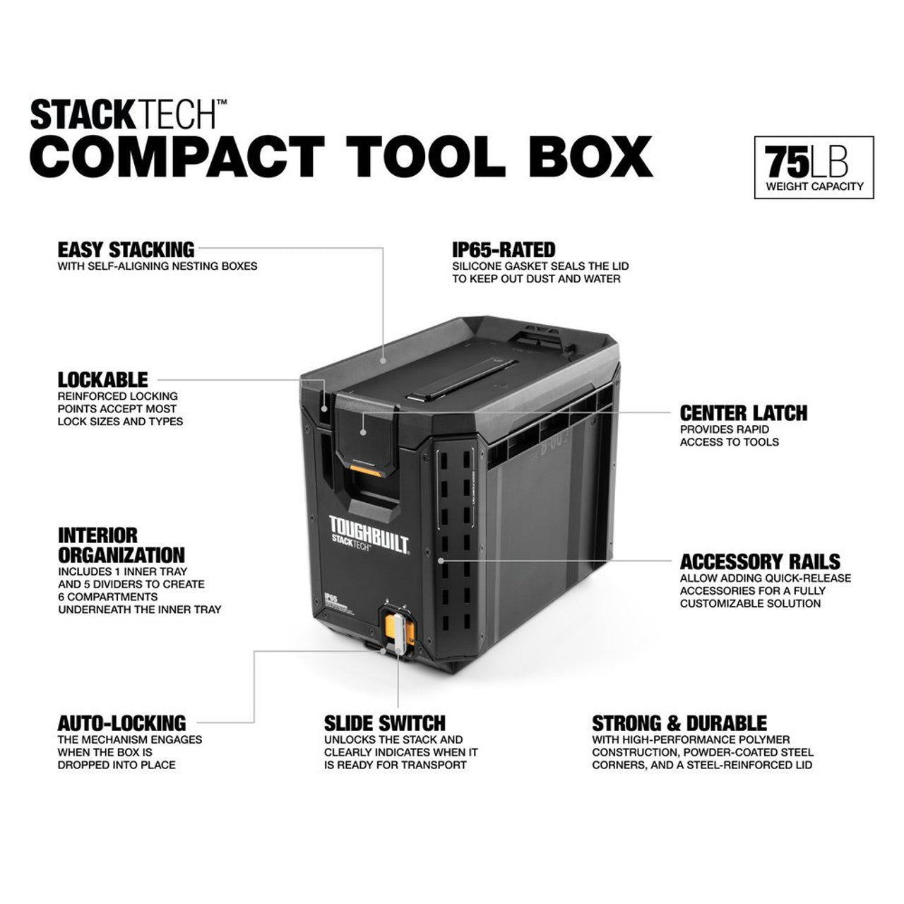 ToughBuilt TB-B1-B-60C StackTech Compact Half Tool Box