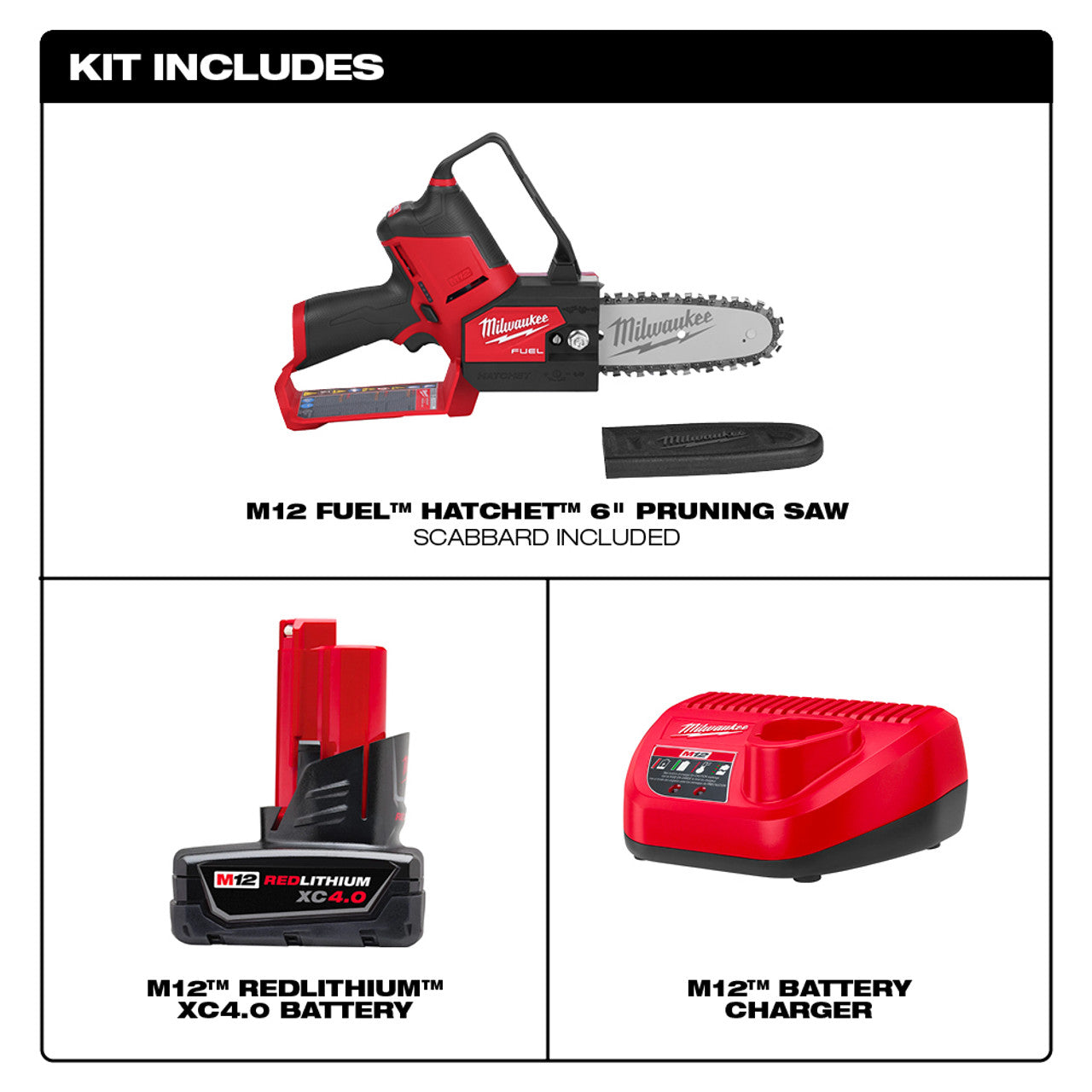 Milwaukee MIL-2527-21 M12 Fuel HATCHET Pruning Saw 4.0Ah Kit