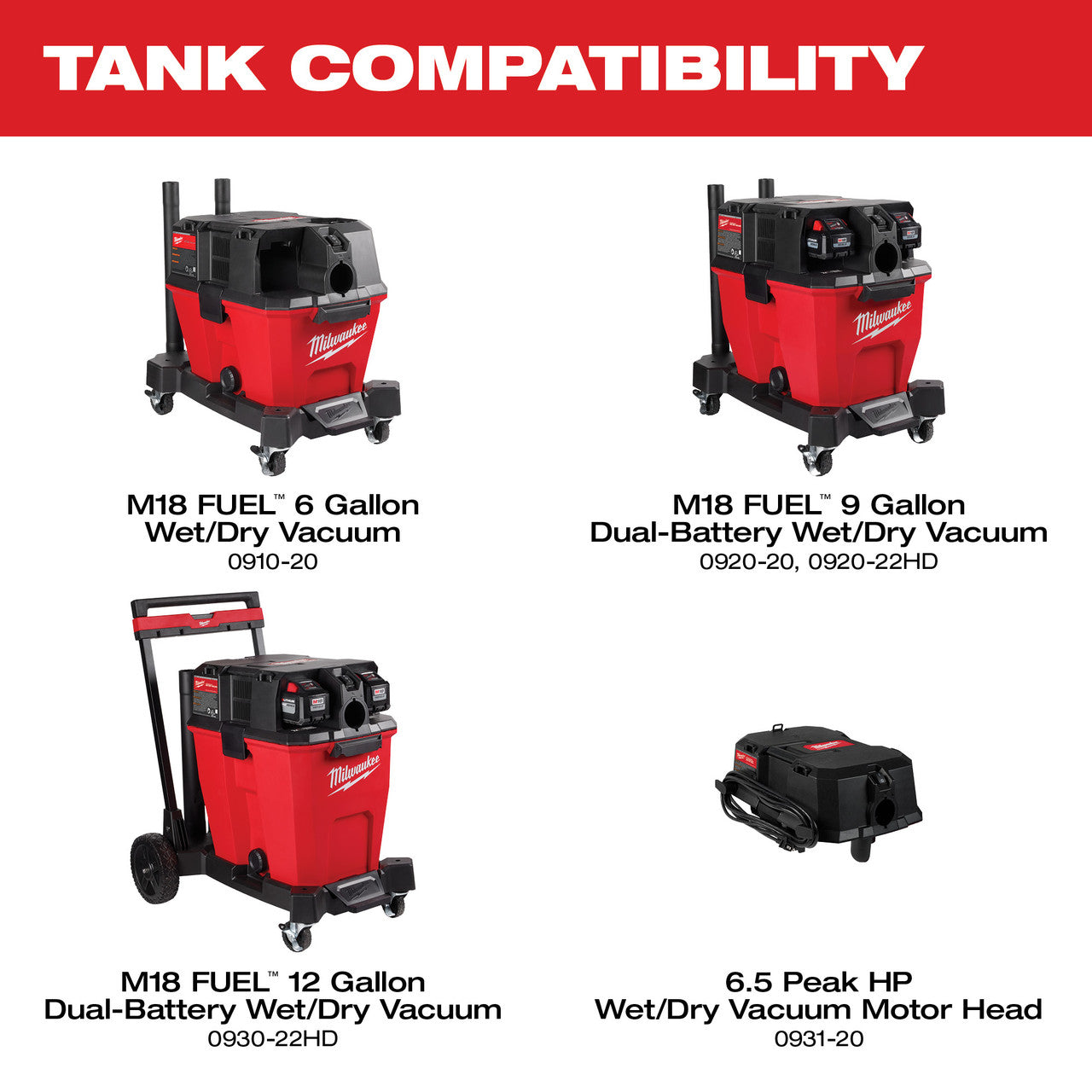 Milwaukee MIL-0932-20 12 Gallon Wet/Dry Vacuum Tank