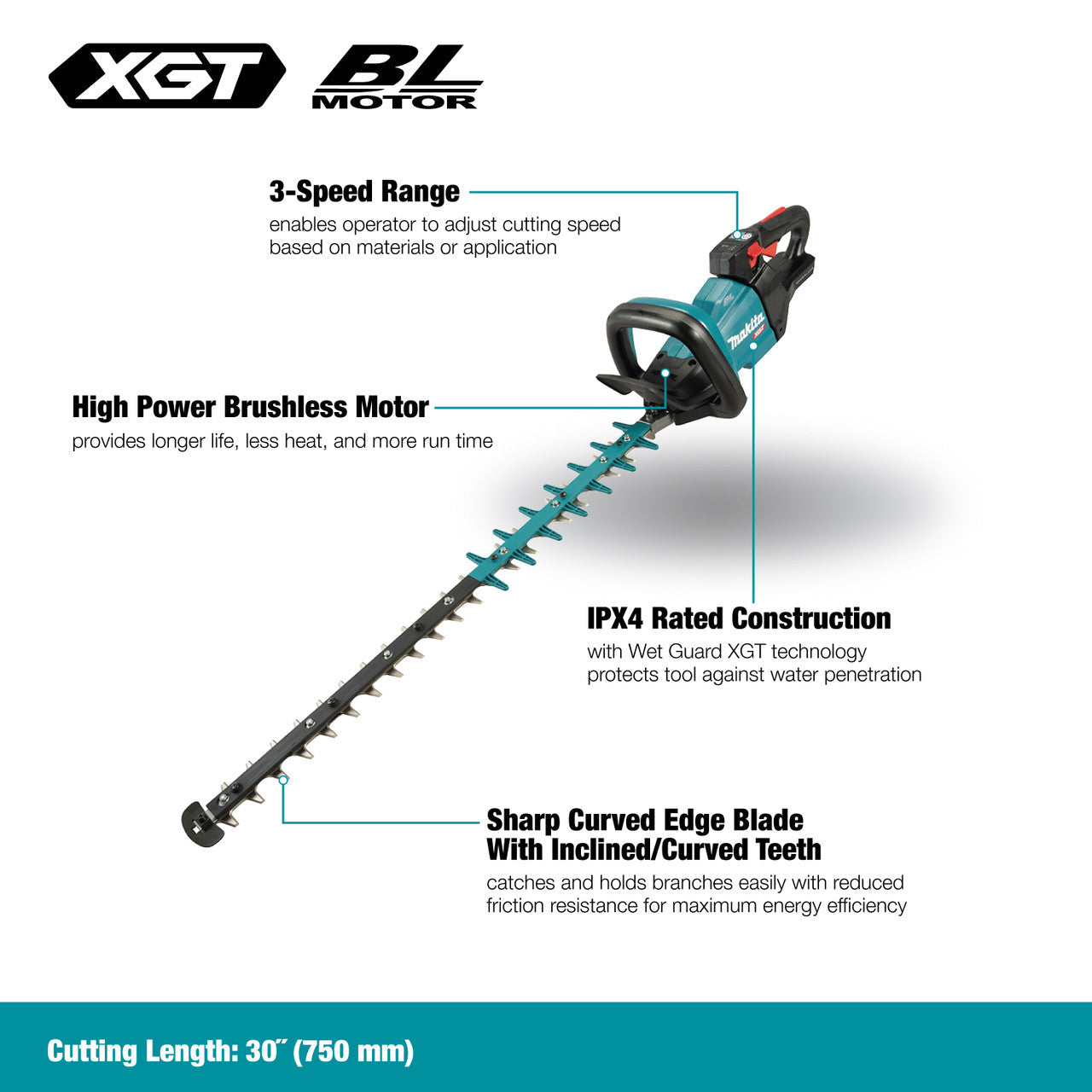 Makita MAK-UH005GZ 40V MAX XGT 30in Hedge Trimmer