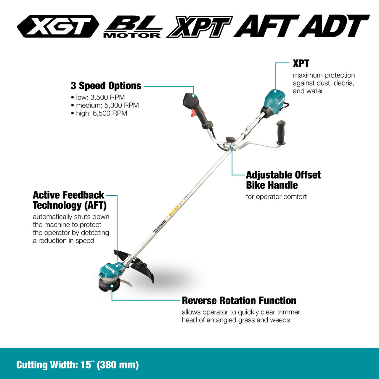 Makita MAK-UR002GZ 40V MAX XGT Line Trimmer Bare Tool (Bike Handle)