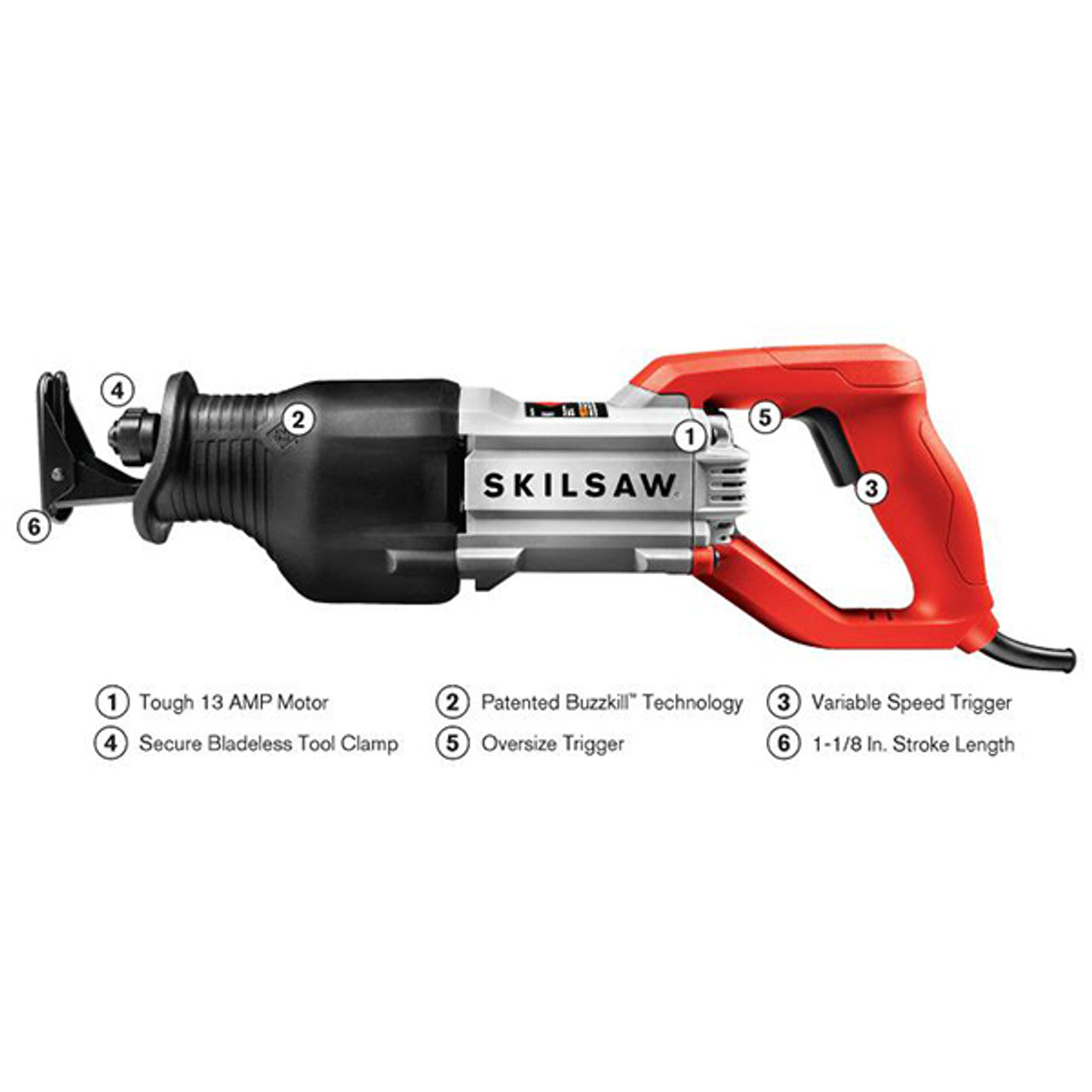 Skilsaw SKIL-SPT44A-00 13 Amp Reciprocating Saw with Buzzkill Technology