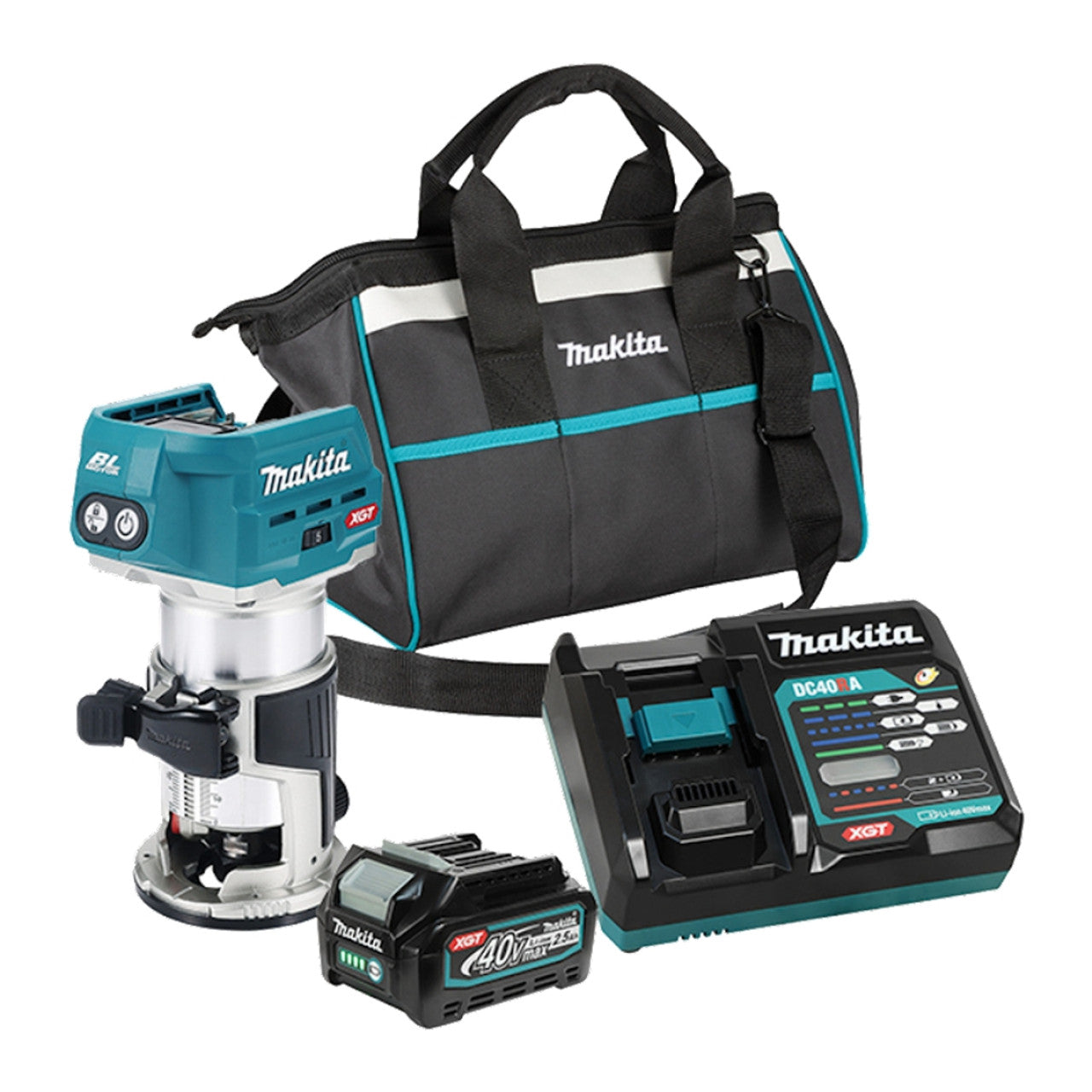 Makita MAK-RT001GD101 40V MAX XGT Cordless Compact Router 2.5Ah Kit