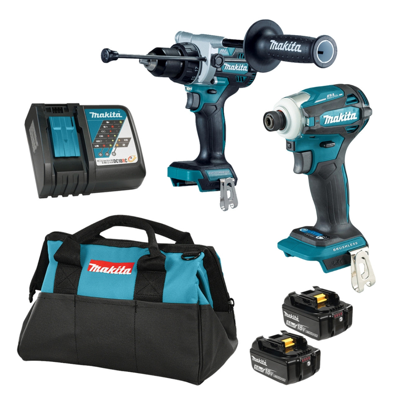 Makita MAK-DLX2455TX4 18V LXT Cordless 2-Tool 2x 5.0Ah Combo Kit