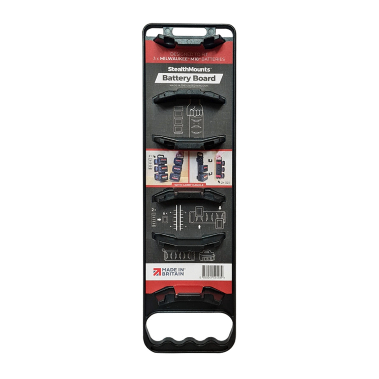 StealthMounts SM-BD-MW18-H-1 Battery Board with Handle for Milwaukee M18