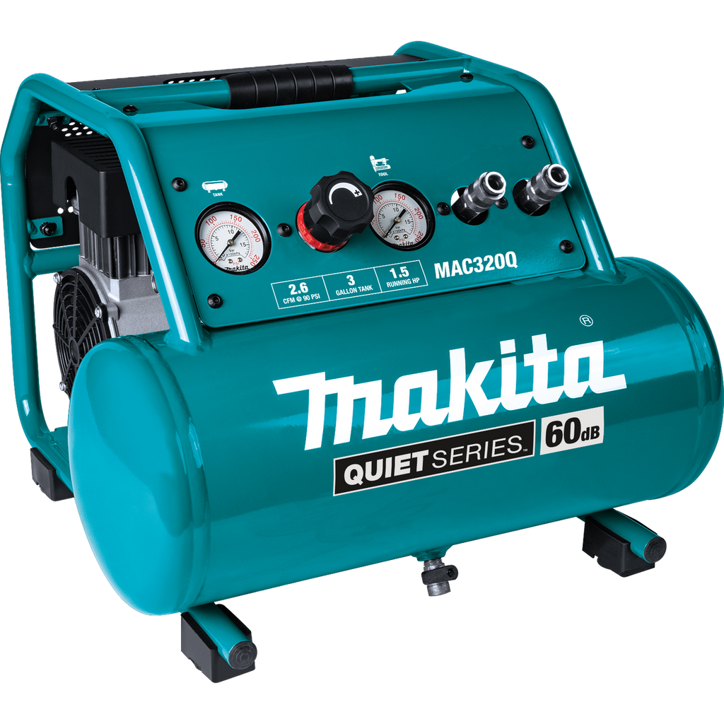 Makita MAK-MAC320Q Quiet Series 1-1/2 HP, 3 Gallon, Oil-Free, Electric Air Compressor