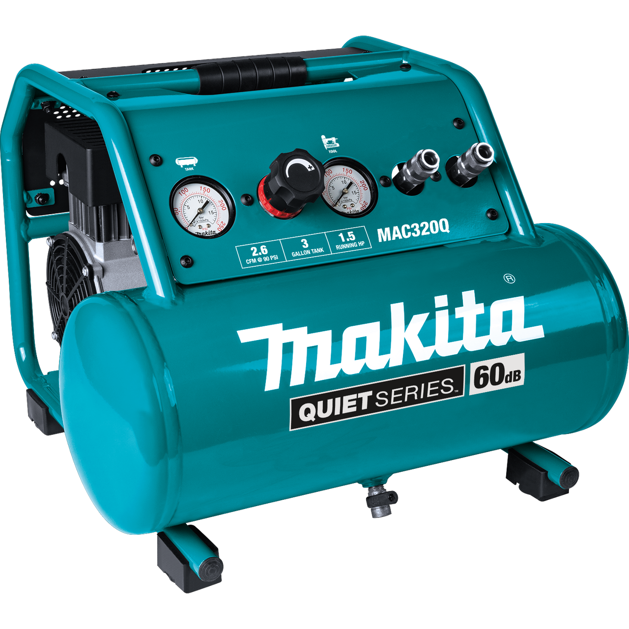 Makita MAK-MAC320Q Quiet Series 1-1/2 HP, 3 Gallon, Oil-Free, Electric Air Compressor