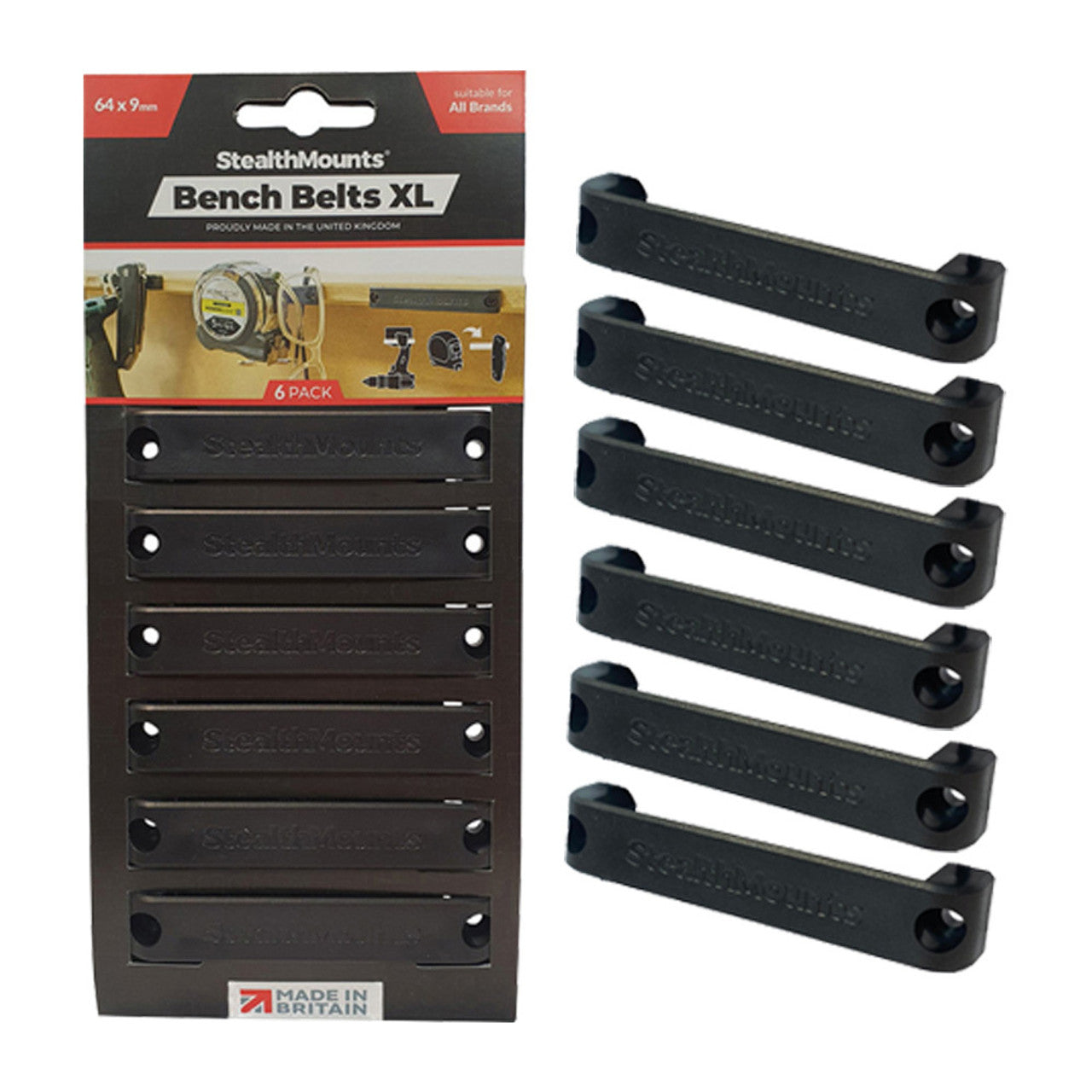 StealthMounts SM-BB-XL-BLK-6 Bench Belts XL Black 6Pk