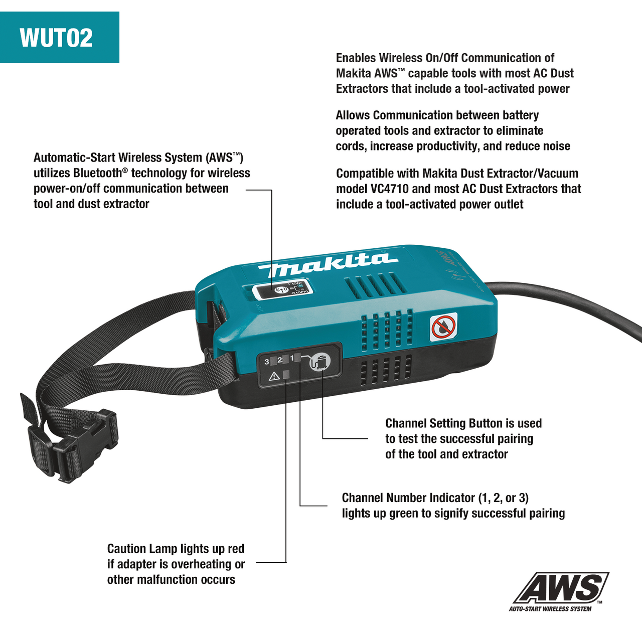 Makita MAK-WUT02U Auto-Start Wireless Dust Extractor Universal Adaptor
