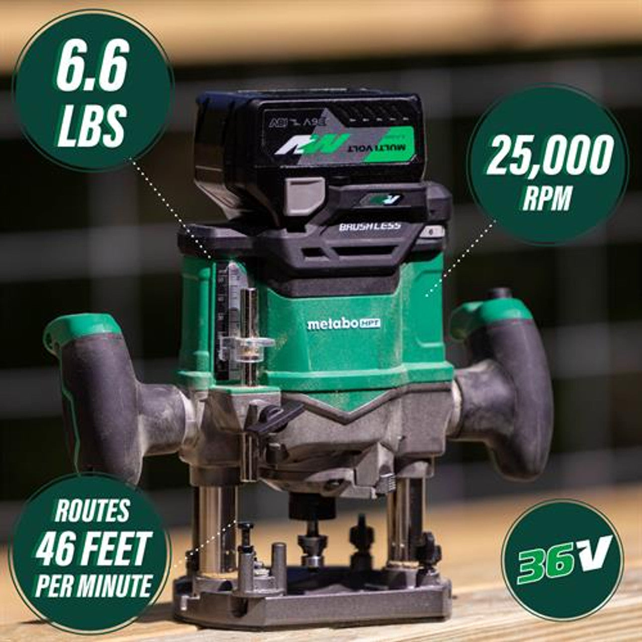 Metabo-HPT HPT-M3612DAM 36V Cordless Variable Speed Plunge Router 2.5Ah Kit