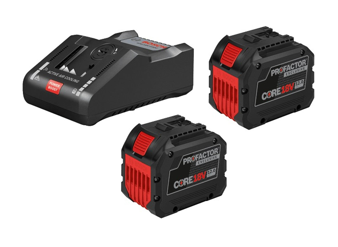 Bosch BOS-GXS18V-18N27 CORE18V PROFACTOR Starter Kit with (2) 12.0Ah and (1) GAL18V-160C Battery Turbo Charger