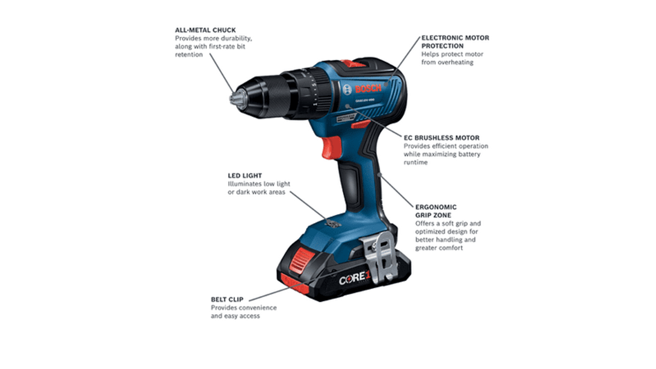 Bosch BOS-GXL18V-233B25 18V 2-Tool Combo Kit with 1/2in Hammer Drill/Driver, Two-in-One Bit/Socket Impact Driver and (2) CORE18V 4.0Ah
