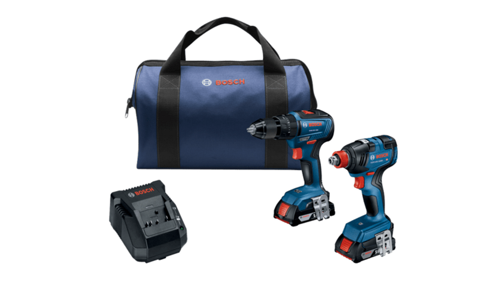 Bosch BOS-GXL18V-240B22 18V 2-Tool Combo Kit with 1/2in Hammer Drill/Driver, Two-In-One Bit/Socket Impact Driver and (2) 18V 2.0Ah