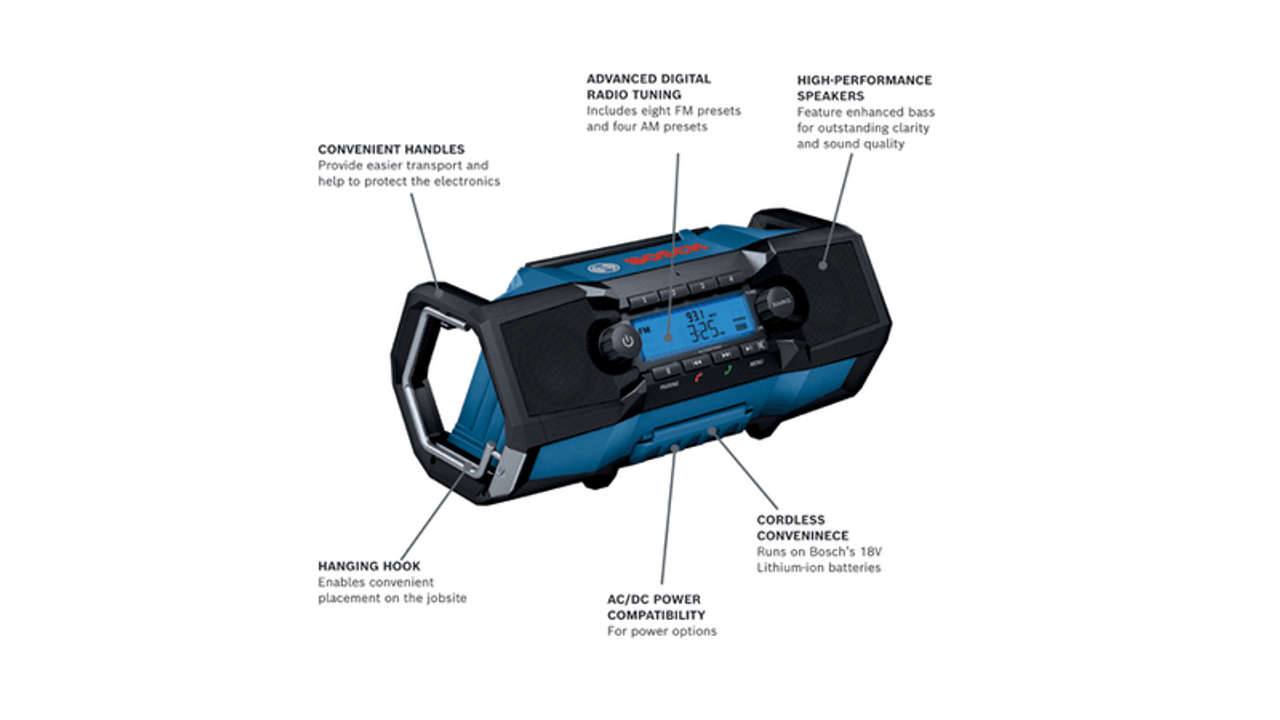 Bosch BOS-GPB18V-2CN 18V Compact Jobsite Radio with Bluetooth 5.0