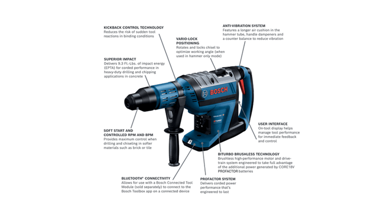 Bosch BOS-GBH18V-45CK PROFACTOR 18V Hitman Connected-Ready SDS-Max 1-7/8in Rotary Hammer Bare Tool