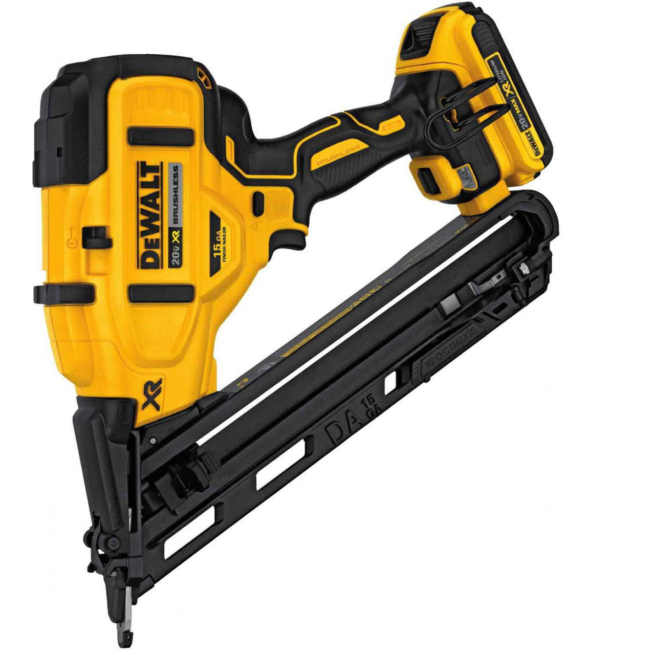 DEWALT DEW-DCN650D1 20V MAX XR 15 Ga Angled Finish Nailer Kit with 2.0Ah Battery