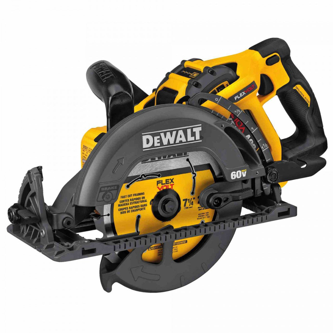 DEWALT DEW-DCS577X1 Flexvolt 60V MAX 7-1/4 in Brushless Worm Drive Style Saw, 9.0Ah Battery Kit
