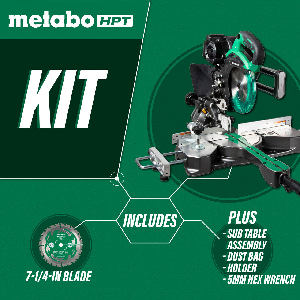Metabo-HPT HPT-C3607DRAQ4M 36V MultiVolt 7-1/4in Dual Bevel Sliding Miter Saw (Tool Body Only)
