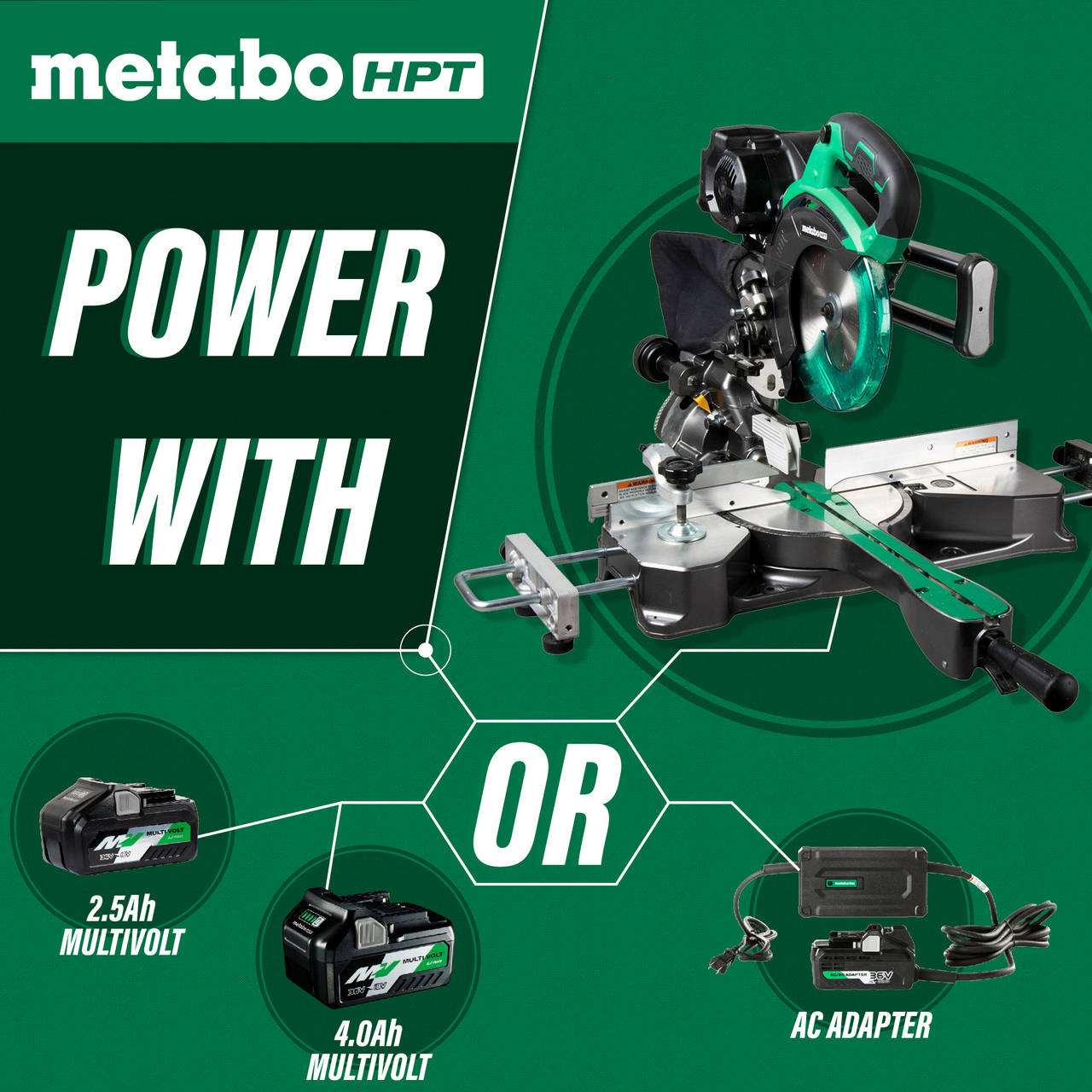 Metabo-HPT HPT-C3607DRAQ4M 36V MultiVolt 7-1/4in Dual Bevel Sliding Miter Saw (Tool Body Only)