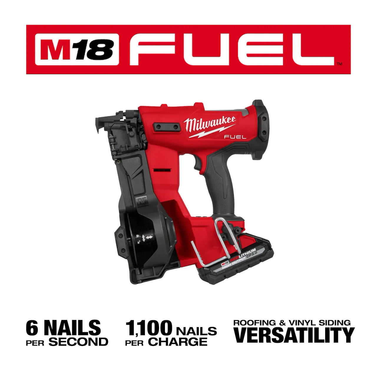 Milwaukee MIL-2909-21 M18 FUEL Coil Roofing Nailer 3.0Ah Kit