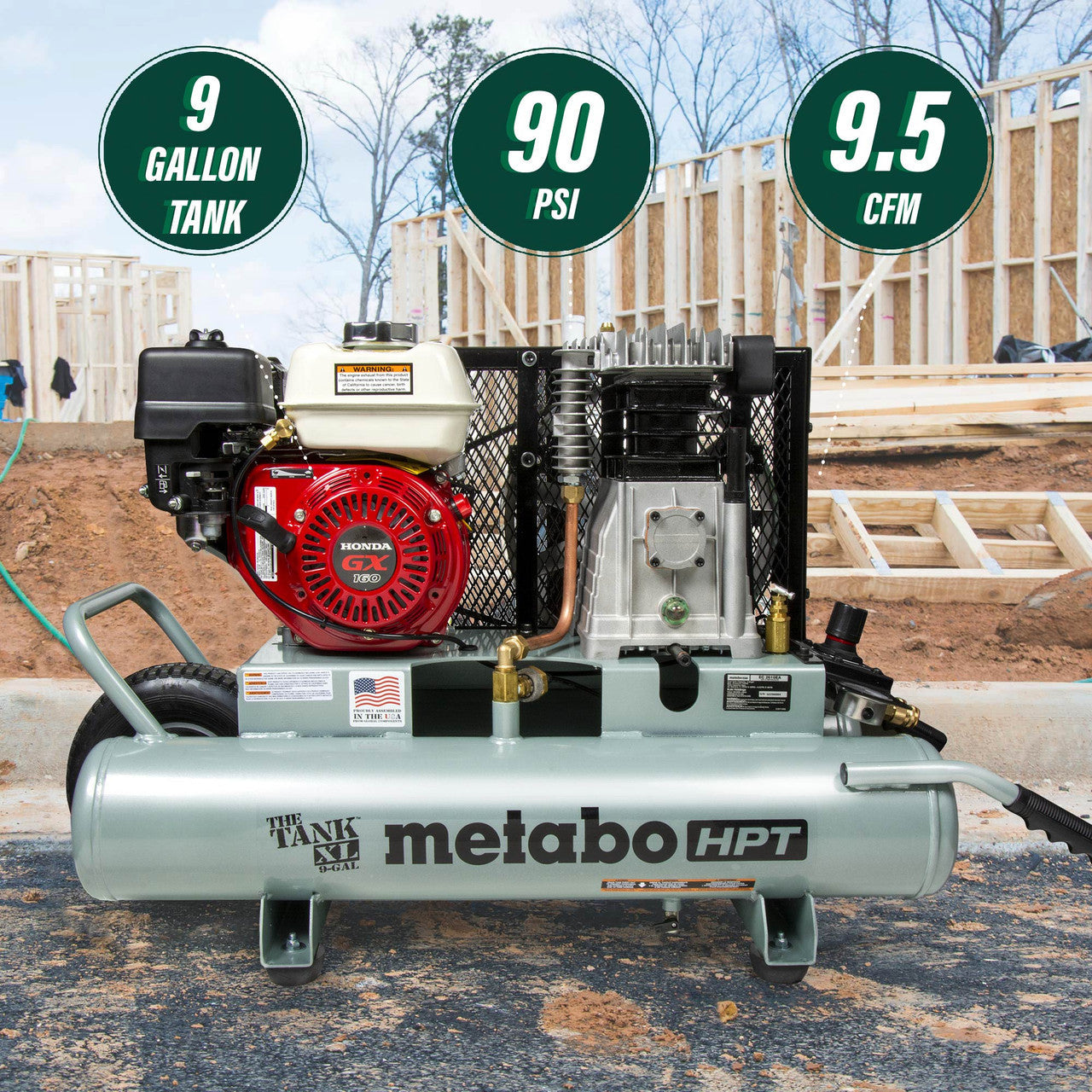 Metabo-HPT HPT-EC2610EAM Tank XL 9-Gallon Gas Wheelbarrow Compressor