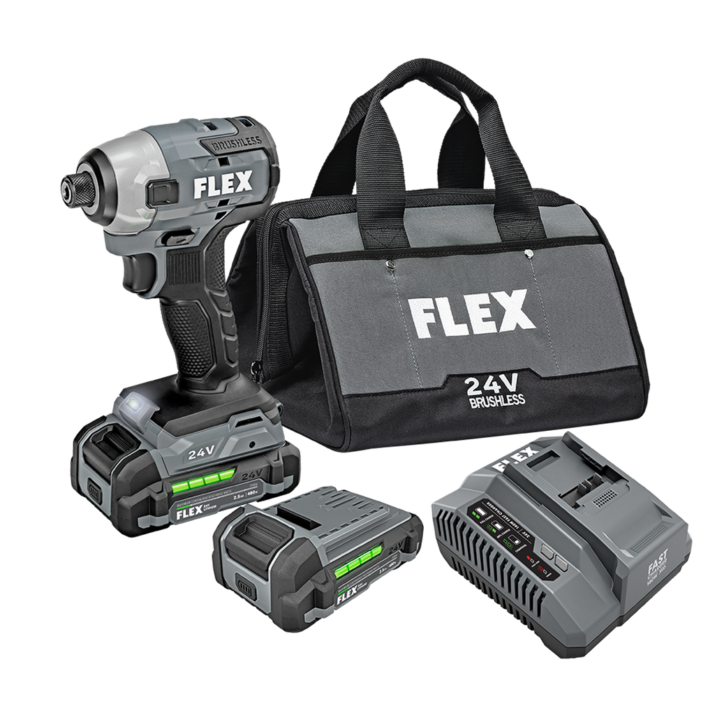 FLEX FL-FX1351-2A 24V 1/4in Hex Impact Driver 2x 2.5Ah Kit