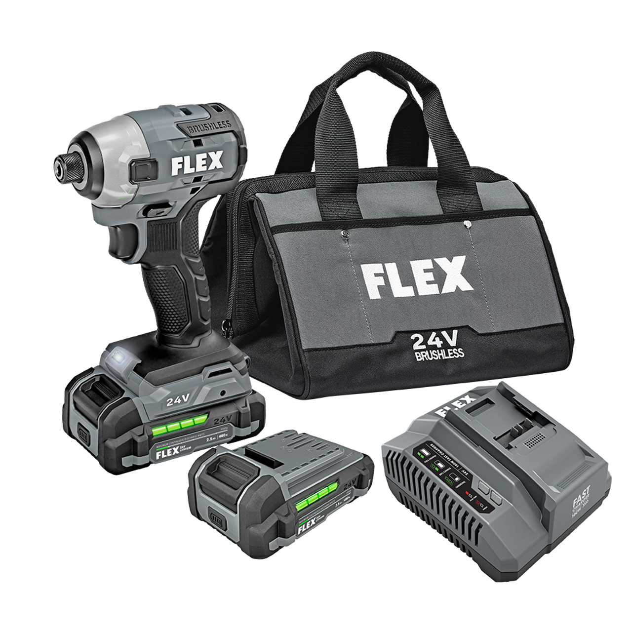FLEX FL-FX1351-2A 24V 1/4in Hex Impact Driver 2x 2.5Ah Kit
