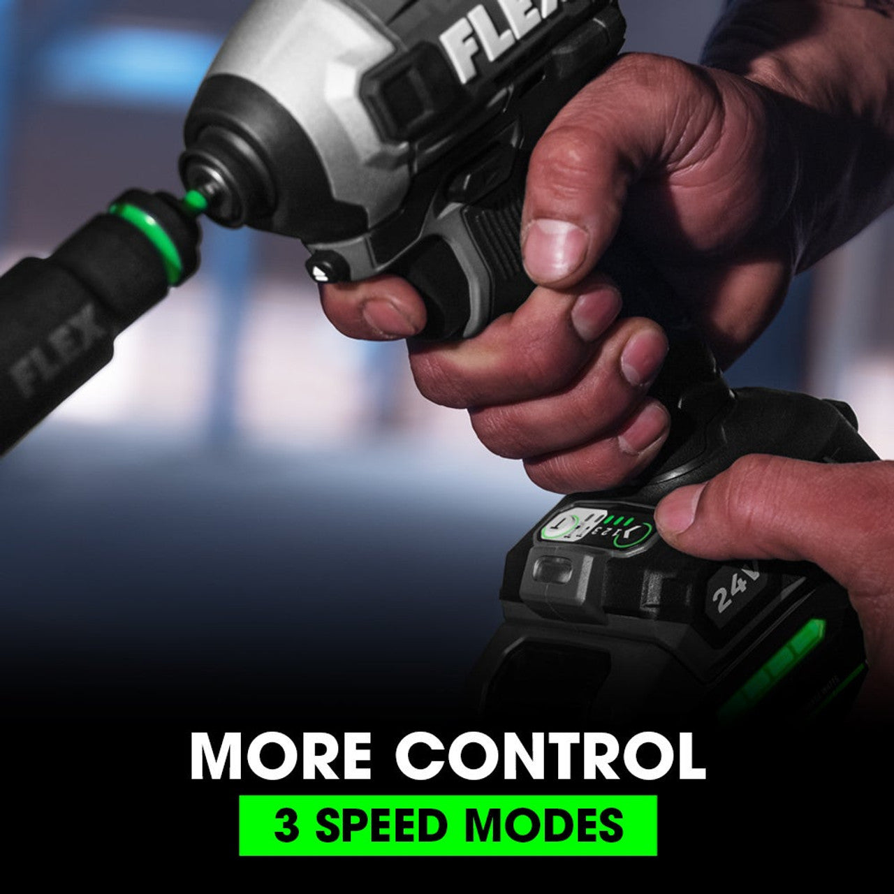 FLEX FL-FX1371A-1H 24V 1/4in Quick Eject Hex Impact Driver With Multi-Mode Stacked Lithium 6.0Ah Kit
