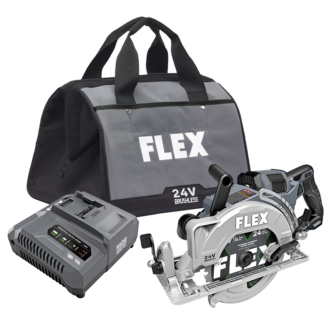FLEX FL-FX2141R-1J 24V 7-1/4in Rear Handle Saw Circular Saw Stacked Lithium 10.0Ah Kit