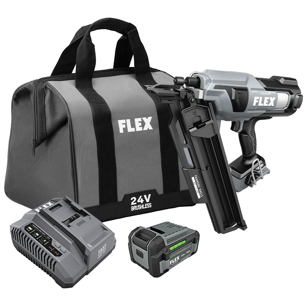 FLEX FL-FX4351A-1C 24V 21deg Framing Nailer 5.0Ah Kit