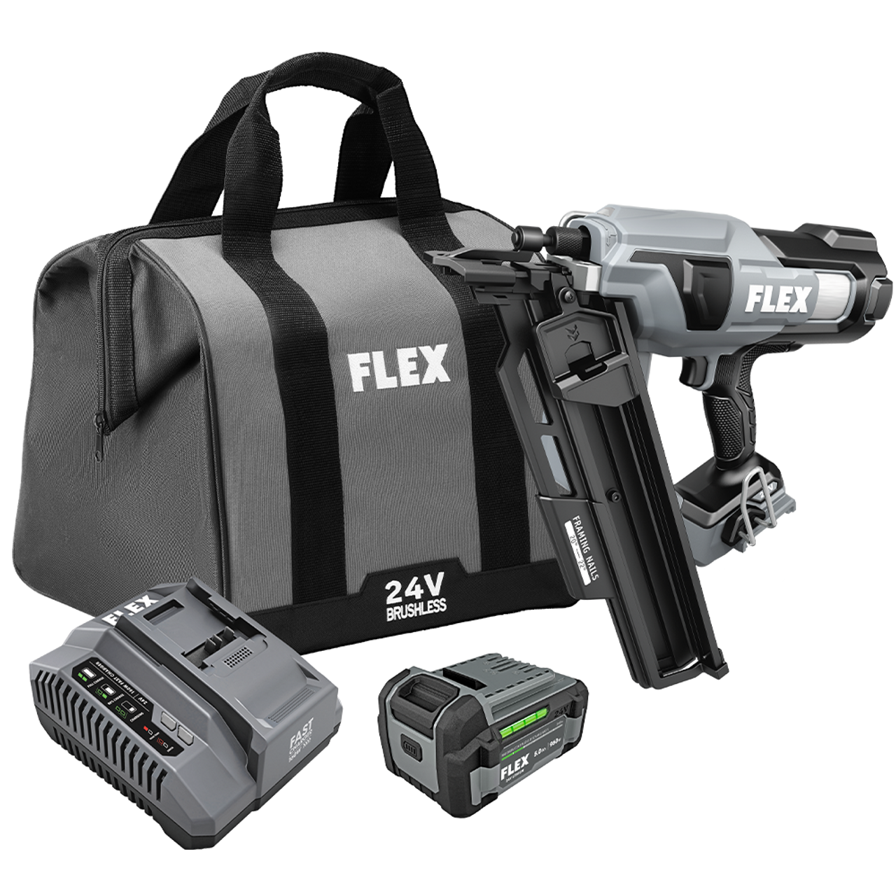 FLEX FL-FX4351A-1C 24V 21deg Framing Nailer 5.0Ah Kit