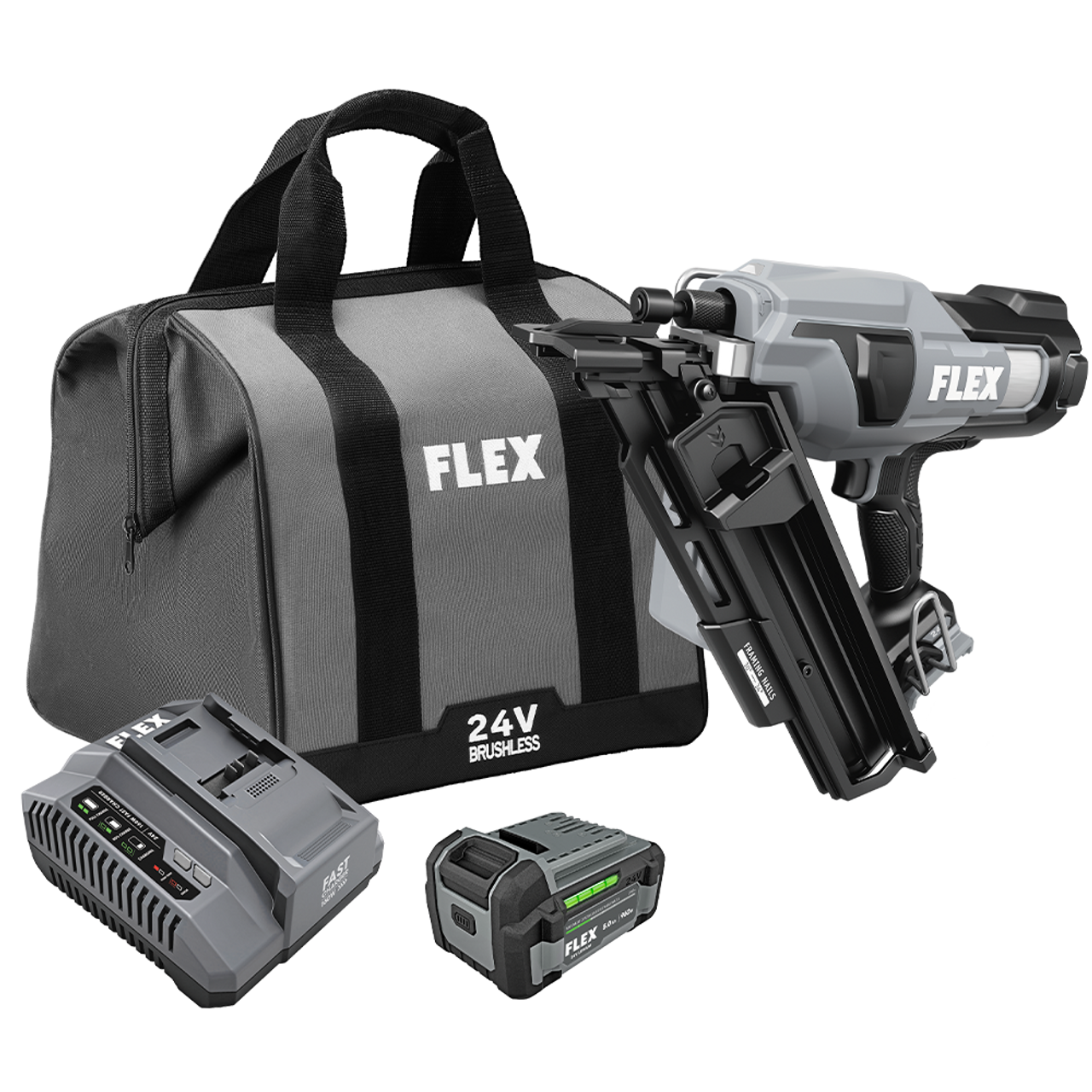FLEX FL-FX4351B-1C 24V 30deg Framing Nailer 5.0Ah Kit