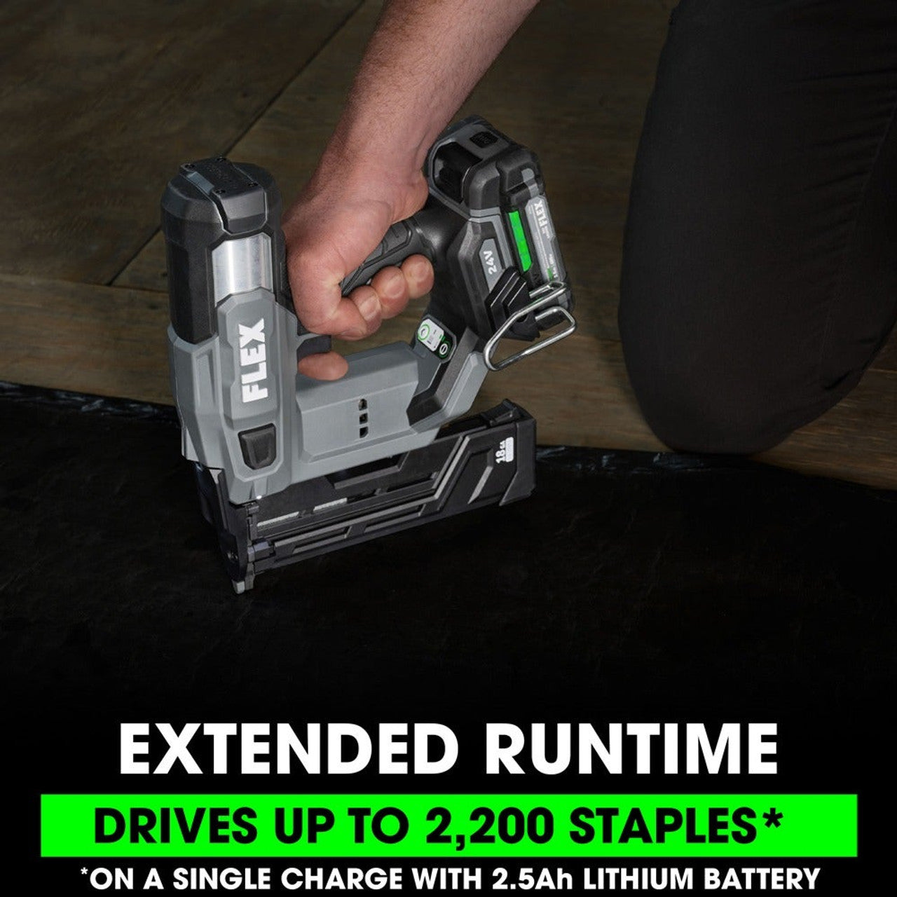 FLEX FL-FX4511-1A 24V 18GA 1/4in Narrow Crown Stapler 2.5Ah Kit