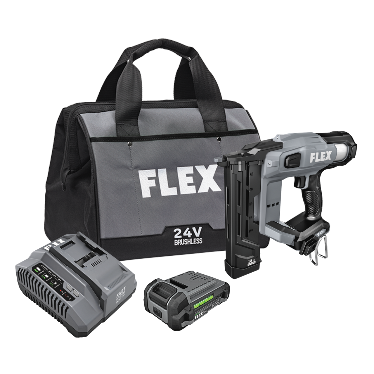 FLEX FL-FX4511-1A 24V 18GA 1/4in Narrow Crown Stapler 2.5Ah Kit