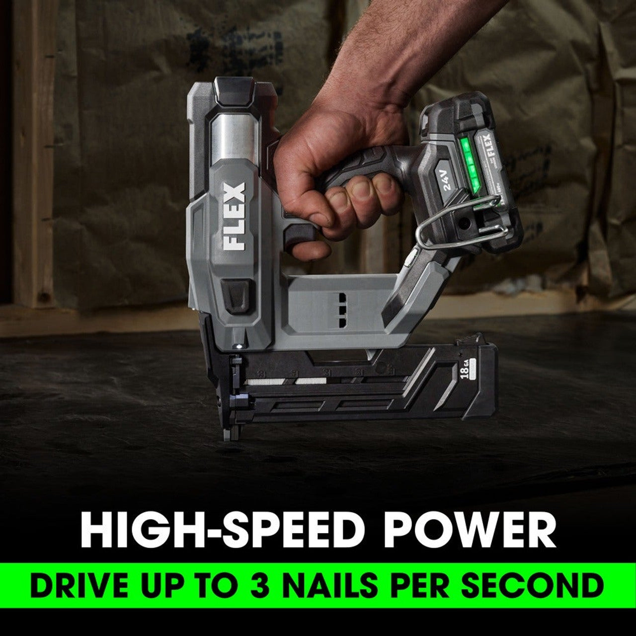 FLEX FL-FX4511-1A 24V 18GA 1/4in Narrow Crown Stapler 2.5Ah Kit