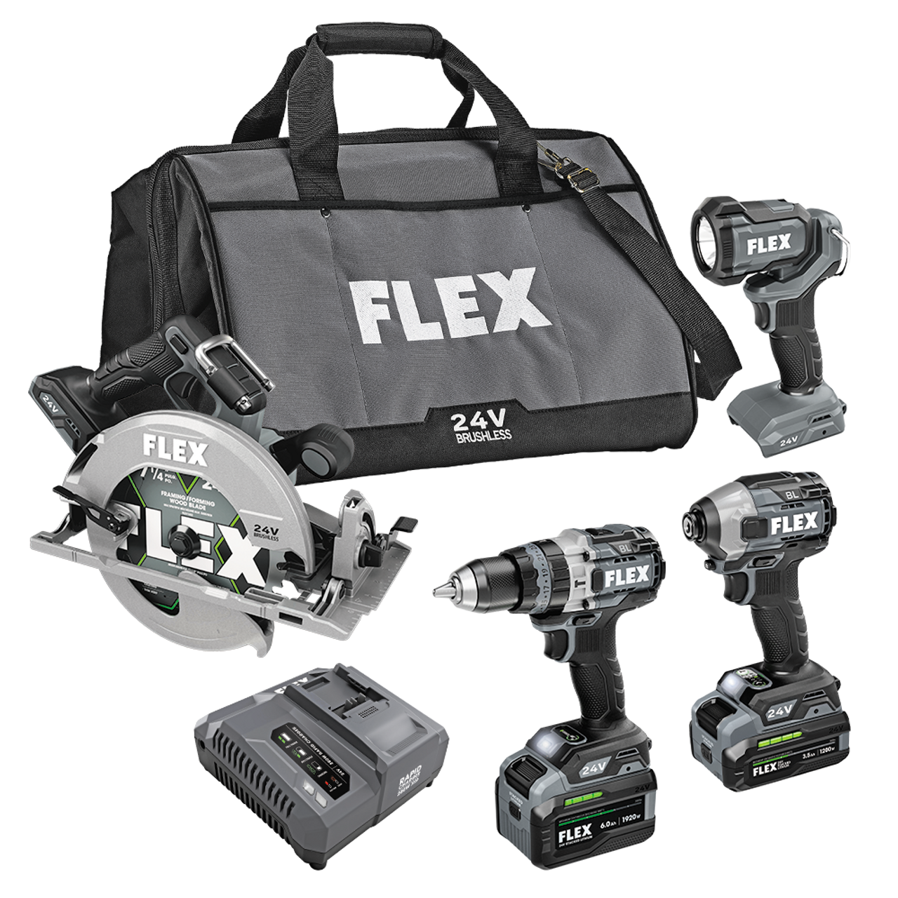 FLEX FL-FXM403-2G 24V 4-Tool Combo 3.5Ah + 6.0Ah Kit