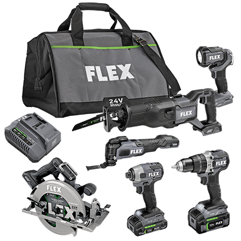 FLEX FL-FXM601-2B 24V 6-Tool Combo 5.0Ah + 2.5Ah Kit