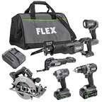 FLEX FL-FXM601-2B 24V 6-Tool Combo 5.0Ah + 2.5Ah Kit