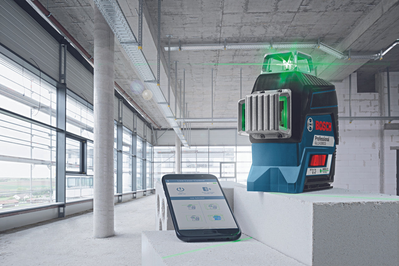 Bosch BOS-GLL3-330CG 360 Degree Connected Green-Beam Three-Plane Leveling Kit (Charger + Battery + Case)