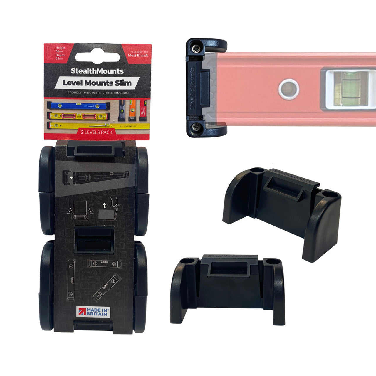 StealthMounts SM-OM-LM-SL-BLK-2 Level Mounts Slim Black 2Pk