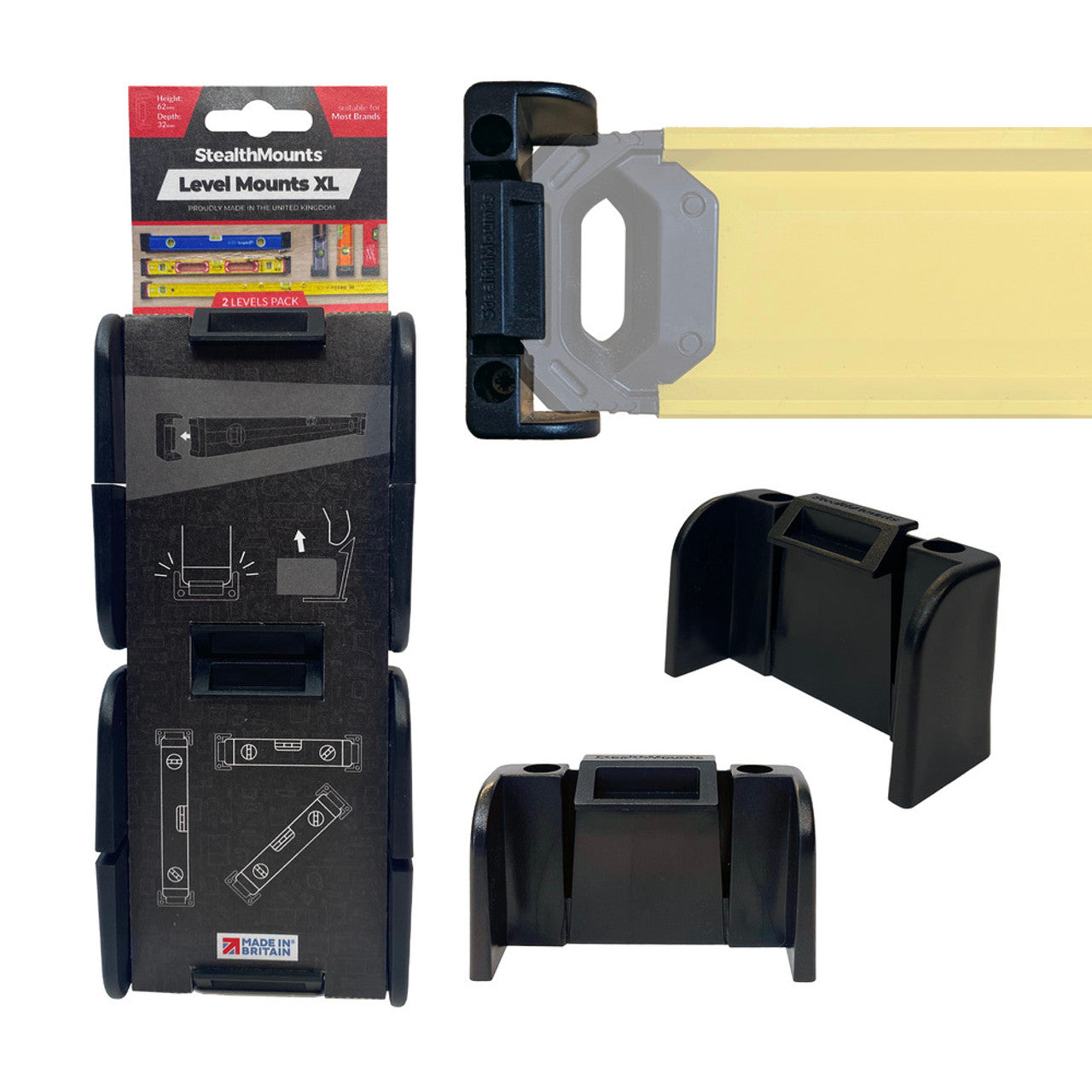 StealthMounts SM-OM-LM-XL-BLK-2 Level Mounts XL Black 2Pk