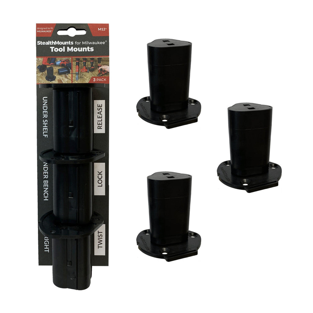 StealthMounts SM-TM-MW12-BLK-3 Tool Mounts for Milwaukee M12 Black 3Pk