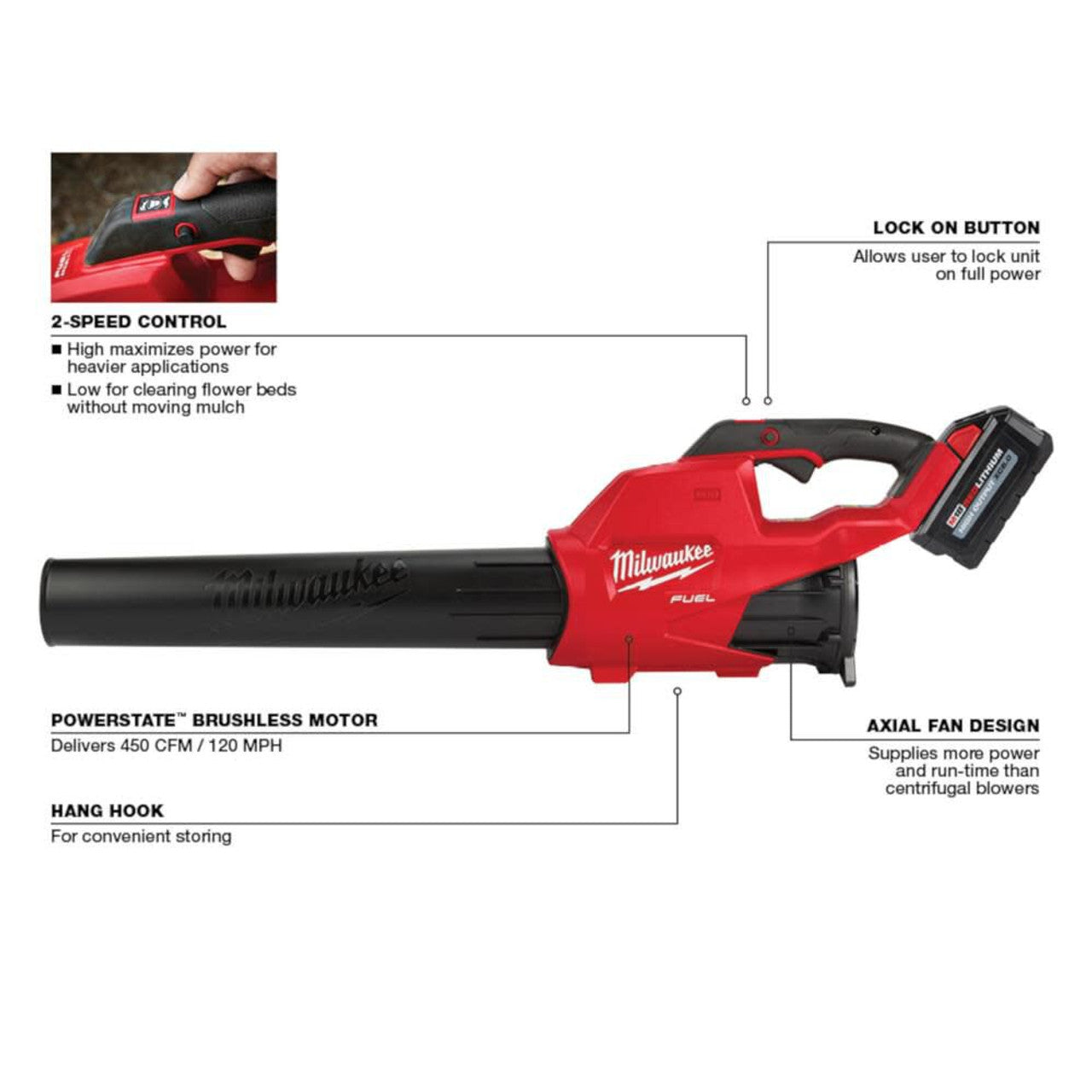 Milwaukee MIL-2724-21HD M18 FUEL Brushless Blower 8.0Ah Kit