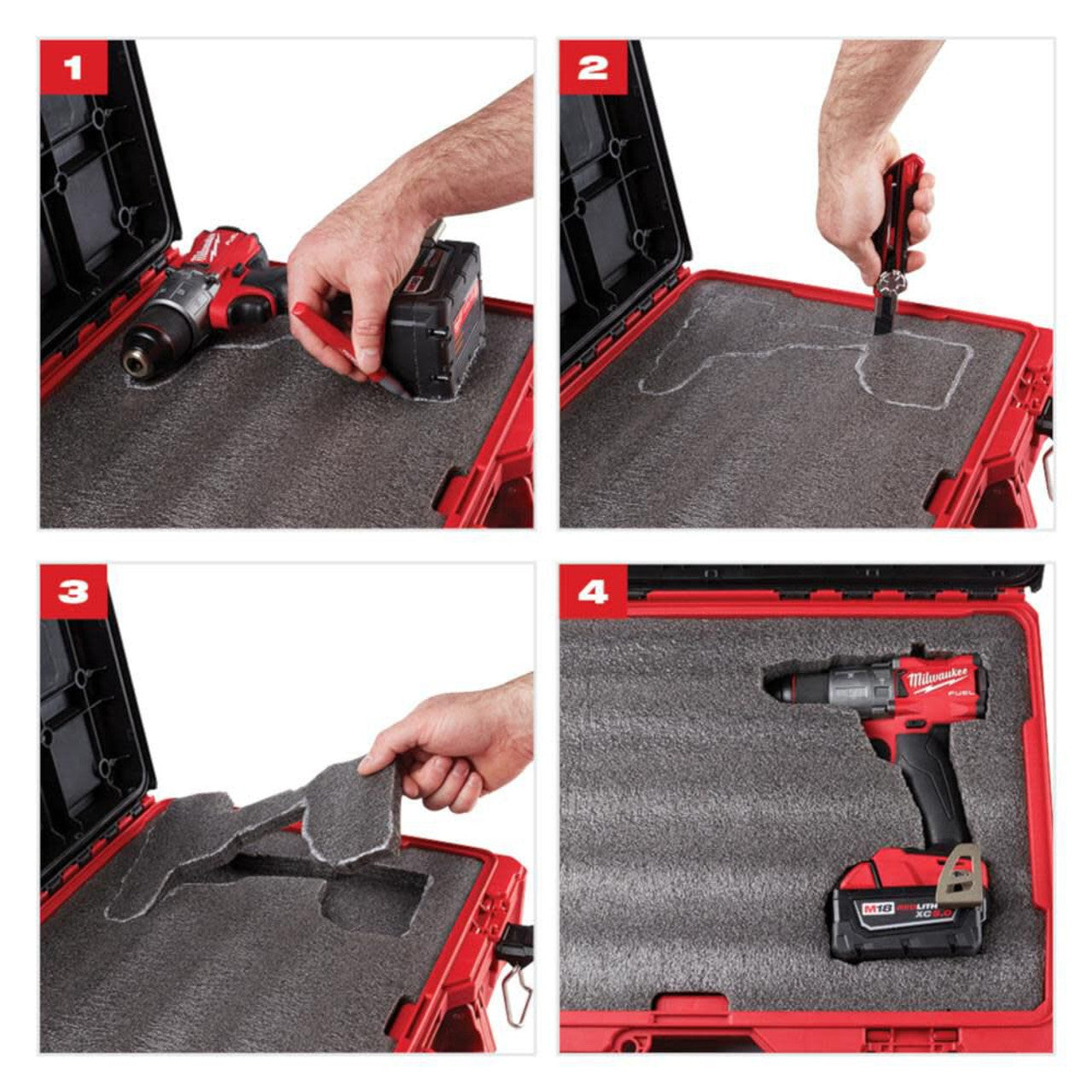 Milwaukee MIL-48-22-8453 Low-Profile Customizable Foam Insert for PACKOUT Drawer Tool Boxes