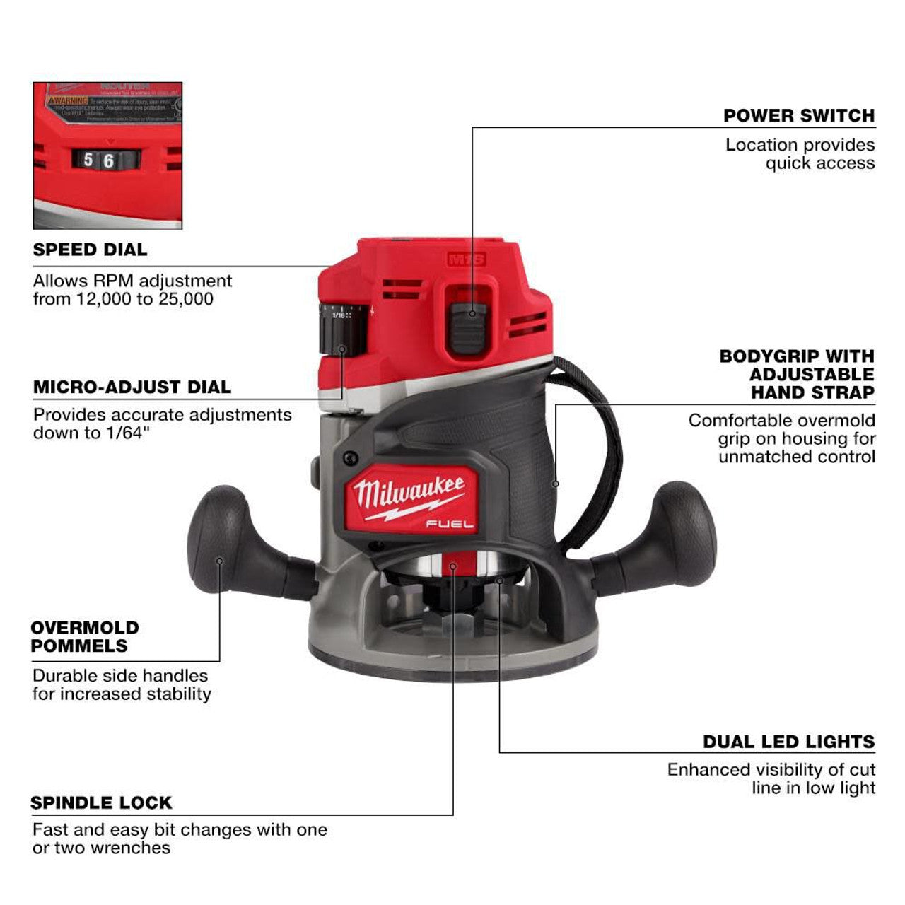 Milwaukee MIL-2838-20 M18 FUEL 1/2in Router Bare Tool