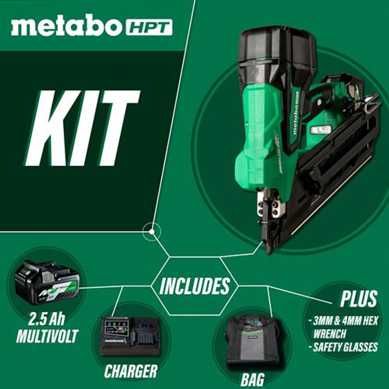 Metabo-HPT HPT-NR3690DCM 36V 30 Deg Cordless Paper Strip Framing Nailer 2.5Ah Kit