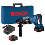 Bosch BOS-GBH18V-28DCK24 18V Brushless Connected-Ready SDS-plus Bulldog 1-1/8in Rotary Hammer Kit With 2 Core 18V 8 Ah High Power Batteries